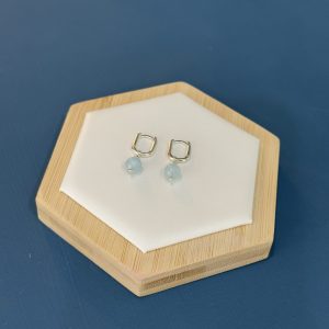 Aquamarine Huggie Hoop Earrings - Sterling Silver