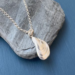 Mussel Shell Pendant and Chain - Sterling Silver