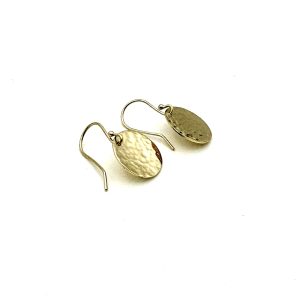 Hammered Disc Drop Earrings – 9 Carat Gold