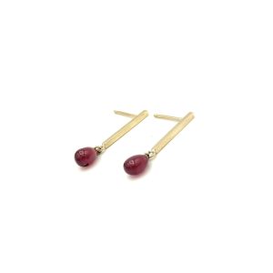 Ruby Teardrop Earrings - 9 Carat Gold