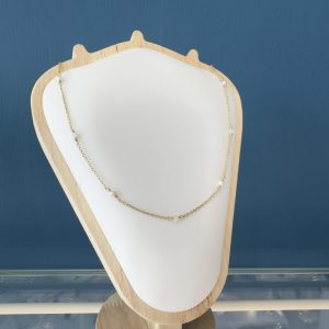 Moonstone and Pearl Delicate Necklace - Gold