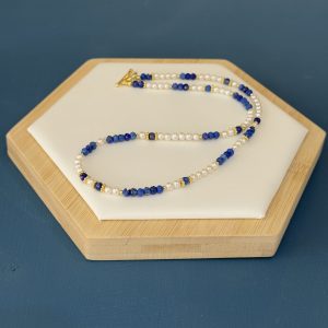 Lapis Lazuli and Pearl Necklace - Gold