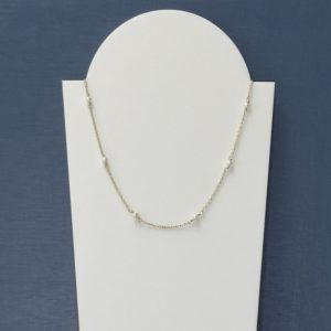 Freshwater Pearl and Chain Necklace - Gold