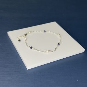Delicate Sapphire and Pearl Bracelet - Sterling Silver