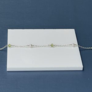 Delicate Peridot and Pearl Bracelet - Sterling Silver