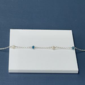 Apatite and Pearl Delicate Bracelet - Sterling Silver