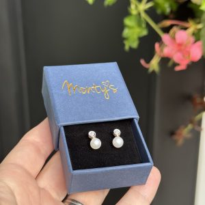 Diamond and Pearl 9ct Yellow Gold Stud Earrings
