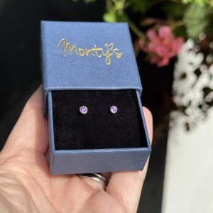 Amethyst  9ct White Gold  Stud Earrings