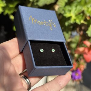 Emerald Stud Earrings - 9ct Yellow Gold