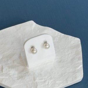 Pearl and Diamond 9ct White Gold Stud Earrings