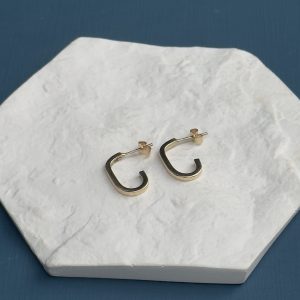 Oval Stud Hoop Earrings - 9 Carat Gold