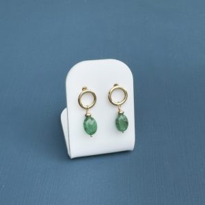 Emerald Circle Stud Earrings - 9 Carat Gold